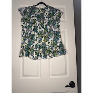 Hailey And Co Mock Neck Flutter Sleeve Babydoll Top Multicolor Large Nwt 38